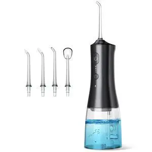 4-Mode Cordless Oral Irrigator, 300ML Portable Water Flosser, IPX7 Waterproof Rechargeable Dental Flosser for Home Travel, Black with 4 Replacement Tips 4-Mode Cordless Oral Irrigator, 300ML Portable Water Flosser, IPX7 Waterproof Rechargeable Dental Flosser for Home Travel, Black with 4 Replacement Tips