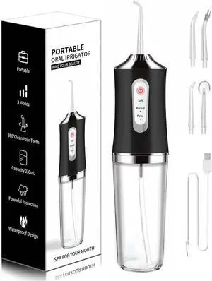 Water-Flosser-Cordless-Teeth-Cleaner Water Dental Flosser with 3 Modes 4 Jets Rechargeable IPX7 Waterproof for Travel Home Braces(Black) Water-Flosser-Cordless-Teeth-Cleaner Water Dental Flosser with 3 Modes 4 Jets Rechargeable IPX7 Waterproof for Travel Home Braces(Black)