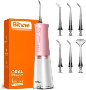 Water Dental Flosser Teeth Picks, Cordless Portable Oral Irrigator, Powerful and Rechargeable Oral Irrigator, Brace Care, IPX7 Waterproof Water Dental Picks for Cleaning, Quartz Pink Water Dental Flosser Teeth Picks, Cordless Portable Oral Irrigator, Powerful and Rechargeable Oral Irrigator, Brace Care, IPX7 Waterproof Water Dental Picks for Cleaning, Quartz Pink