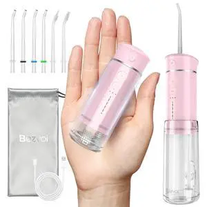 Water Flosser Mini Cordless Portable, 180ML Telescopic Water Tank & 5 Modes Travel Water Dental Floss with 6 Jet Tips Water Flosser Mini Cordless Portable, 180ML Telescopic Water Tank & 5 Modes Travel Water Dental Floss with 6 Jet Tips