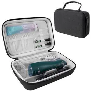 Water Flosser Travel Case, Portable Cordless Oral Irrigator Travel Organizer with Handle, Hard Eva Storage Bag for Flosser, Electric Toothbrush, Toothpaset and Irrigator Accessories (Black) Water Flosser Travel Case, Portable Cordless Oral Irrigator Travel Organizer with Handle, Hard Eva Storage Bag for Flosser, Electric Toothbrush, Toothpaset and Irrigator Accessories (Black)