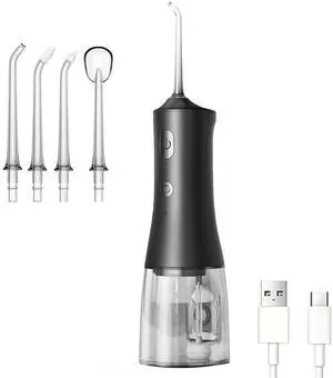 Water Picks for Teeth Cleaning and Flossing, Cordless Water Flosser with 4 Jet Tips, IPX7 Waterproof, 300ML Portable Water Flossers for Teeth, 4 Modes Water Flosser for Travel and Oral Care, Black Water Picks for Teeth Cleaning and Flossing, Cordless Water Flosser with 4 Jet Tips, IPX7 Waterproof, 300ML Portable Water Flossers for Teeth, 4 Modes Water Flosser for Travel and Oral Care, Black