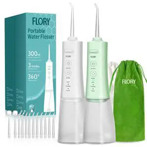 2 Pack Water Flossers for Teeth, Green Water Flosser for Braces, Portable Water Flossers with 3 Modes and 12 Tips, Rechargeable & IPX7 Waterproof, Travel Portable Dental Cleaner (White&Green) 2 Pack Water Flossers for Teeth, Green Water Flosser for Braces, Portable Water Flossers with 3 Modes and 12 Tips, Rechargeable & IPX7 Waterproof, Travel Portable Dental Cleaner (White&Green)