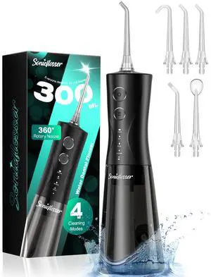 Portable Water Flosser for Teeth Pick - 4 Modes & 5 Tips, 300ML Cordless Design for Home Travel, IPX7 Waterproof, Rechargeable for Ultimate Clean, Ideal for Sensitive Gums and Braces BPA-Free Portable Water Flosser for Teeth Pick - 4 Modes & 5 Tips, 300ML Cordless Design for Home Travel, IPX7 Waterproof, Rechargeable for Ultimate Clean, Ideal for Sensitive Gums and Braces BPA-Free