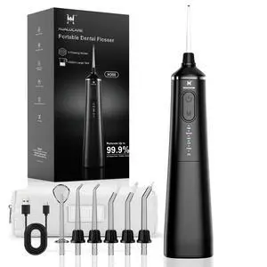 Upgraded Water Flosser 300ml Large Tank, 5 Modes Professional Cordless Oral Irrigator, High-Pressure Pulse Water Dental Cleaner for Home & Travel, Remove Plaque, Healthy Gums (Black) Upgraded Water Flosser 300ml Large Tank, 5 Modes Professional Cordless Oral Irrigator, High-Pressure Pulse Water Dental Cleaner for Home & Travel, Remove Plaque, Healthy Gums (Black)