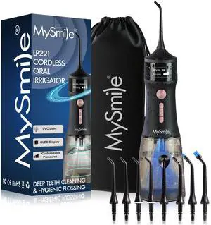 LP221 Cordless Water Flossers for Teeth with UVC Light Sanitizer and OLED Display, 335ML 4 Modes Water Teeth Cleaner Picks for Teeth Cleaning and Water Flossing (Midnight Black) LP221 Cordless Water Flossers for Teeth with UVC Light Sanitizer and OLED Display, 335ML 4 Modes Water Teeth Cleaner Picks for Teeth Cleaning and Water Flossing (Midnight Black)