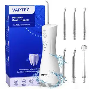 Water Flosser for Home & Travel Cordless Oral Irrigator, Rechargeable, IPX7 Waterproof, 6 Modes for Professional Teeth Cleaning and FlossingWhite Water Flosser for Home & Travel Cordless Oral Irrigator, Rechargeable, IPX7 Waterproof, 6 Modes for Professional Teeth Cleaning and FlossingWhite