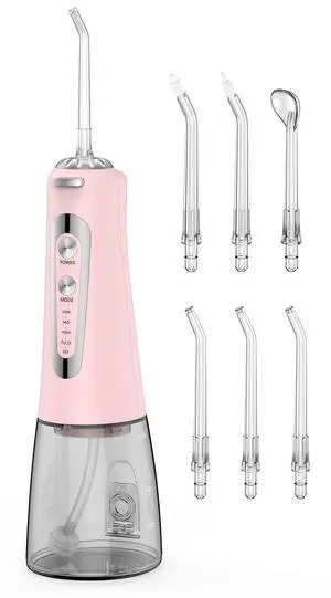 Water Flosser,300ML Water Pulse flossers-5 Modes&6 Replaceable Jet Tips for Teeth Cleaning and Flossing,Rechargeable (Pink) Water Flosser,300ML Water Pulse flossers-5 Modes&6 Replaceable Jet Tips for Teeth Cleaning and Flossing,Rechargeable (Pink)