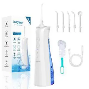 Water Dental Flosser - 5 Modes Cordless Portable Oral Irrigator, IPX7 Waterproof, Rechargeable Teeth Cleaner Upgrade Datchable Tank Professional Flossing Cleaning Pick for Home Travel (White) Water Dental Flosser - 5 Modes Cordless Portable Oral Irrigator, IPX7 Waterproof, Rechargeable Teeth Cleaner Upgrade Datchable Tank Professional Flossing Cleaning Pick for Home Travel (White)