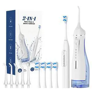 Water Flosser and Electric Toothbrush Combo for Adults, 2 in 1 Oral Care Kit, Large 300ML Water Tank, Multiple Modes, Sonic Electric Toothbrush, IPX7 Waterproof, Rechargeable for Teeth and Braces Water Flosser and Electric Toothbrush Combo for Adults, 2 in 1 Oral Care Kit, Large 300ML Water Tank, Multiple Modes, Sonic Electric Toothbrush, IPX7 Waterproof, Rechargeable for Teeth and Braces