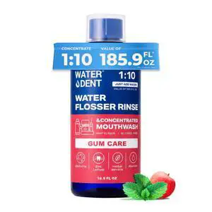 Water Flosser Rinse, Solution, Additive & Mouthwash for Gum Care Compatible with Waterpik & All Oral Irrigators, Concentrated, Alcohol & Fluoride Free, Apple Mint, 16.9 fl oz Water Flosser Rinse, Solution, Additive & Mouthwash for Gum Care Compatible with Waterpik & All Oral Irrigators, Concentrated, Alcohol & Fluoride Free, Apple Mint, 16.9 fl oz