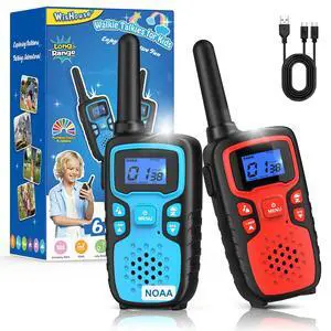 Walkie Talkies for Kids Rechargeable Long Range,Xmas Birthday Gift for 4 5 6 7 8 9 Year Old Boys Girls,Hiking Gear Camping Games Cool Toys with NOAA,SOS Siren,Lamp,Lanyards,Easy to Use,2 Pack Walkie Talkies for Kids Rechargeable Long Range,Xmas Birthday Gift for 4 5 6 7 8 9 Year Old Boys Girls,Hiking Gear Camping Games Cool Toys with NOAA,SOS Siren,Lamp,Lanyards,Easy to Use,2 Pack
