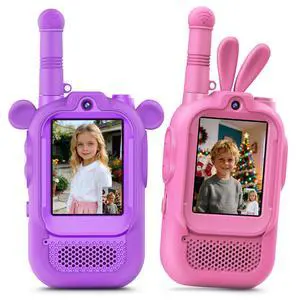 Video Walkie Talkies for Kids, Silicone Anti-Fall 2 Pack Rechargeable Kids Walkie Talkies with Camera, Indoor Outdoor Toys, Christmas Birthday Gifts for Boys Girls Ages 3+, Pink & Purple Set Video Walkie Talkies for Kids, Silicone Anti-Fall 2 Pack Rechargeable Kids Walkie Talkies with Camera, Indoor Outdoor Toys, Christmas Birthday Gifts for Boys Girls Ages 3+, Pink & Purple Set