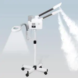 Professional 3 in 1 Facial Steamer Deep Cleaning Ozone Facial Steamer with 5X Magnifying Light & Rolling Wheels Hot/Cold Mist Function for Salon Spa Home Beauty Equipment, White Professional 3 in 1 Facial Steamer Deep Cleaning Ozone Facial Steamer with 5X Magnifying Light & Rolling Wheels Hot/Cold Mist Function for Salon Spa Home Beauty Equipment, White