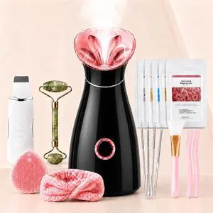 Facial Steamer Spa Kit, Nano Ionic Deep Cleaning, Black Rose Gold Facial Steamer Spa Kit, Nano Ionic Deep Cleaning, Black Rose Gold