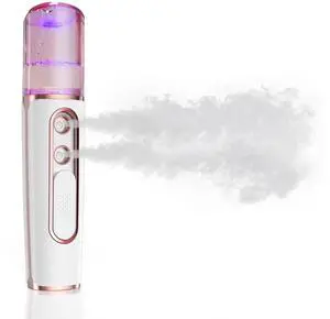 Nano Facial Mister, Cool Mist Face Steamer with 2 Spray Nozzle, USB Rechargeable, Visual Water Tank, Nano Mister for Eyelash Extensions, Skin Care, Daily Makeup, Deep Hydrating-Pink Nano Facial Mister, Cool Mist Face Steamer with 2 Spray Nozzle, USB Rechargeable, Visual Water Tank, Nano Mister for Eyelash Extensions, Skin Care, Daily Makeup, Deep Hydrating-Pink