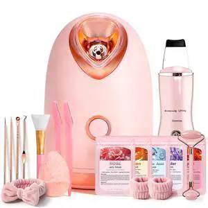 Facial Steamer Spa Kit, Skin Scrubber, Nano Ionic Face Steamer for Deep Cleaning Unclogs Pores, Warm Mist Humidifier Steamer for Face Home Sauna SPA Facial Steamer Spa Kit, Skin Scrubber, Nano Ionic Face Steamer for Deep Cleaning Unclogs Pores, Warm Mist Humidifier Steamer for Face Home Sauna SPA