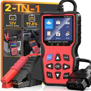 2-in-1 OBD2 Scanner & Battery Tester - Reads Codes & Tests Health/CCA/Start 2-in-1 OBD2 Scanner & Battery Tester - Reads Codes & Tests Health/CCA/Start