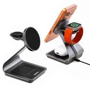 3-in-1 Wireless Charging Station for iPhone 17/16/15/14/13/12 Series, Apple Watch & AirPods, Aluminum Magnetic Charger Stand, MagSafe Compatible Fast Charging Dock for Multiple Devices 3-in-1 Wireless Charging Station for iPhone 17/16/15/14/13/12 Series, Apple Watch & AirPods, Aluminum Magnetic Charger Stand, MagSafe Compatible Fast Charging Dock for Multiple Devices