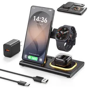 3 in 1 Charging Station for Samsung Charger, Foldable & Night Lamp 3 in 1 Charging Station for Samsung Charger, Foldable & Night Lamp