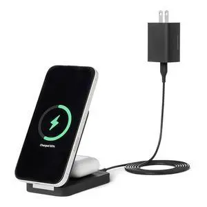 MagSafe Compatible Wireless Charging Station, 25W Max. Fast Charging Qi2.2 Certified 2-in-1 Charger, Foldable Stand for iPhone 17/16/15/14/13/12 & AirPods, with 45W Max. Adapter, Black MagSafe Compatible Wireless Charging Station, 25W Max. Fast Charging Qi2.2 Certified 2-in-1 Charger, Foldable Stand for iPhone 17/16/15/14/13/12 & AirPods, with 45W Max. Adapter, Black