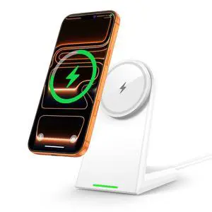 25W Wireless Charger Stand for iPhone 17/16/15 with Auto-Dimming LED 25W Wireless Charger Stand for iPhone 17/16/15 with Auto-Dimming LED
