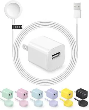 Fast Charger for Apple Watch Charger 6FT Wireless Long Cord with USBA Block Fast Charger for Apple Watch Charger 6FT Wireless Long Cord with USBA Block