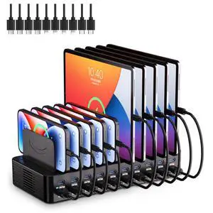 20-Port 270W Charging Station for Multiple Devices with 10 Charging Cables 20-Port 270W Charging Station for Multiple Devices with 10 Charging Cables