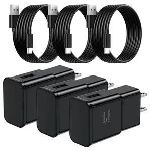 Samsung Charger, 3 Pack Type C Charger Fast Charging, Android Phone Wall Plug with 6FT Cable, USB C Charger Block for Samsung Galaxy S8/S9/S10 Plus Active S10e/S20/S21 Series, Note 8/9, A51/A52/A5 Samsung Charger, 3 Pack Type C Charger Fast Charging, Android Phone Wall Plug with 6FT Cable, USB C Charger Block for Samsung Galaxy S8/S9/S10 Plus Active S10e/S20/S21 Series, Note 8/9, A51/A52/A5