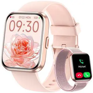 Smart Watches for Women, 1.8" Touch Screen Fitness Tracker for Android & iPhone, Answer/Make Calls, Alexa Built-in, Heart Rate/Sleep/SpO2 Monitor Smartwatch, 3ATM Waterproof, 101+ Sport Modes, 2 Bands Smart Watches for Women, 1.8" Touch Screen Fitness Tracker for Android & iPhone, Answer/Make Calls, Alexa Built-in, Heart Rate/Sleep/SpO2 Monitor Smartwatch, 3ATM Waterproof, 101+ Sport Modes, 2 Bands