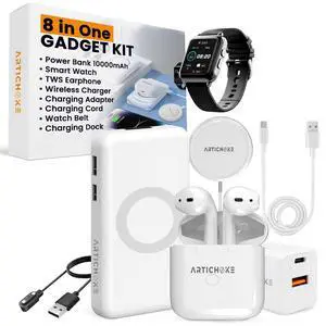 6 in 1 Accessories Gift Set Power Bank 5000 Smart Watch TWS Earphones Accessories Birthday Gifts Boyfriend Tech Gadgets Regalos para Hombre Travel Men Women Him Her 6 in 1 Accessories Gift Set Power Bank 5000 Smart Watch TWS Earphones Accessories Birthday Gifts Boyfriend Tech Gadgets Regalos para Hombre Travel Men Women Him Her