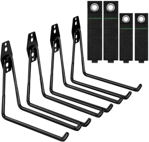 4-Piece Garage Hooks Wall Mount Storage Hanger with 4 Extension Cord Holder Organizer, Heavy-Duty Steel, 7.5 inch Ladder Hooks for Garage Wall 4-Piece Garage Hooks Wall Mount Storage Hanger with 4 Extension Cord Holder Organizer, Heavy-Duty Steel, 7.5 inch Ladder Hooks for Garage Wall