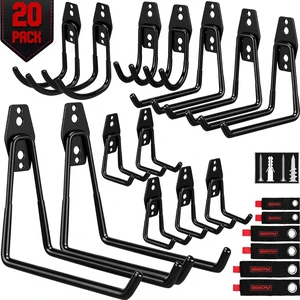 20 Pack Heavy Duty Garage Storage Hooks with Extension Cord Organizer, Solid Steel Wall Mount Hook Set with Anti-Slip Coating Utility J Hooks for Ladders,Bikes,Ropes,Broom,Garden,Yard and Power Tools 20 Pack Heavy Duty Garage Storage Hooks with Extension Cord Organizer, Solid Steel Wall Mount Hook Set with Anti-Slip Coating Utility J Hooks for Ladders,Bikes,Ropes,Broom,Garden,Yard and Power Tools
