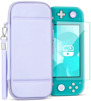 Carrying Case Kit for Nintendo Switch Lite, Purple, 10 Game Slots | Kawaii Hard-Shell Travel Case with Tempered Glass Screen Protector, 4 Thumb Grips, Wrist Strap, and 10 Game Card Slots Carrying Case Kit for Nintendo Switch Lite, Purple, 10 Game Slots | Kawaii Hard-Shell Travel Case with Tempered Glass Screen Protector, 4 Thumb Grips, Wrist Strap, and 10 Game Card Slots