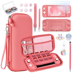 Switch Lite Case 18-in-1 Accessories Bundle for NS Switch Lite (2019), with Protective Carrying Case, Game Holder, Screen Protector & Cute Thumb Grips, Coral Switch Lite Case 18-in-1 Accessories Bundle for NS Switch Lite (2019), with Protective Carrying Case, Game Holder, Screen Protector & Cute Thumb Grips, Coral