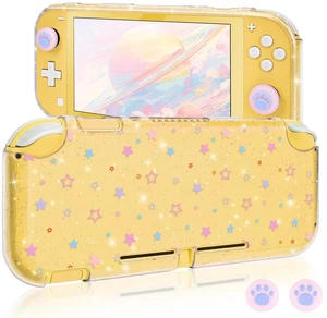 Protective Case Suitable for Switch Lite Console 2019, TPU Soft Shell Anti-Slip Shock-Absorption Crystal Protective Heart Games Case with 2 PCS Cute Cat Paw Thumb Grips Caps- Glitter Purple Protective Case Suitable for Switch Lite Console 2019, TPU Soft Shell Anti-Slip Shock-Absorption Crystal Protective Heart Games Case with 2 PCS Cute Cat Paw Thumb Grips Caps- Glitter Purple