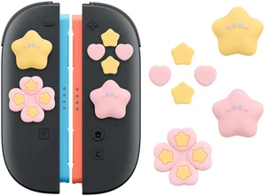ABXY Buttons Sticker Joystick Cover Caps for Switch 2, Cross D-Pad Button Caps Silicone Thumb Grips Set Compatible with Nintendo Switch 2 Controller - Star Baby(Pink and Yellow) ABXY Buttons Sticker Joystick Cover Caps for Switch 2, Cross D-Pad Button Caps Silicone Thumb Grips Set Compatible with Nintendo Switch 2 Controller - Star Baby(Pink and Yellow)