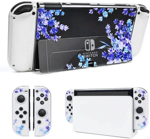 Floral Flower Case for Nintendo Switch OLED with Cute Purple Lavender Pattern for Women Girls, Anti-Scratch Dockable Clear Hard Shell Soft Shock-Absorption TPU Joy Con Cover Floral Flower Case for Nintendo Switch OLED with Cute Purple Lavender Pattern for Women Girls, Anti-Scratch Dockable Clear Hard Shell Soft Shock-Absorption TPU Joy Con Cover