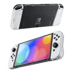 Clear Protective Case Compatible with Nintendo Switch OLED, Dockable Hard Shell for Switch OLED Console, Soft Cover with Comfortable Grip Design for joycon Controller Clear Protective Case Compatible with Nintendo Switch OLED, Dockable Hard Shell for Switch OLED Console, Soft Cover with Comfortable Grip Design for joycon Controller