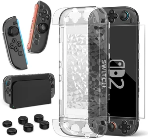 Case Compatible with Nintendo Switch with Protective Film, Transparent Protective Case for Nintendo Switch with Switch Protective Film and Grip Cover Case, Shock Absorption and AntiScratch Case Compatible with Nintendo Switch with Protective Film, Transparent Protective Case for Nintendo Switch with Switch Protective Film and Grip Cover Case, Shock Absorption and AntiScratch
