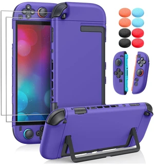Dockable Protective Case for Nintendo Switch 2 -Purple | Hard Cover Shell for Switch 2 Console with Screen Protector Accessories and Thump Grips, Shockproof Full Protection Dockable Protective Case for Nintendo Switch 2 -Purple | Hard Cover Shell for Switch 2 Console with Screen Protector Accessories and Thump Grips, Shockproof Full Protection