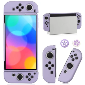 Switch OLED Case for Nintendo Switch OLED Model, Dockable Soft TPU Protective Cover, Shockproof Anti-Slip Grip Case with 2 Pcs Thumb Caps, Purple Switch OLED Case for Nintendo Switch OLED Model, Dockable Soft TPU Protective Cover, Shockproof Anti-Slip Grip Case with 2 Pcs Thumb Caps, Purple