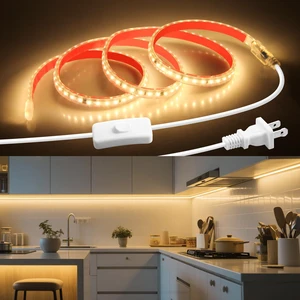 Warm White Under Cabinet Strip Lighting Plug in Waterproof 48in 3000K LED Light Strips with Switch Flexible Self-Adhsive Under Counter Light 120LED/M Ultra Bright Lights Bar for Desk Kitchen Indoor Warm White Under Cabinet Strip Lighting Plug in Waterproof 48in 3000K LED Light Strips with Switch Flexible Self-Adhsive Under Counter Light 120LED/M Ultra Bright Lights Bar for Desk Kitchen Indoor