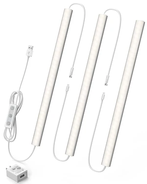 Under Cabinet Lighting Plug-in, Dimmable Under Counter Lights for Kitchen, 3pcs 12 Inch, Daylight White 4500K Linkable USB Led Light Strip, Wired Led Light Bar for Desk,Sink,Workbench Under Cabinet Lighting Plug-in, Dimmable Under Counter Lights for Kitchen, 3pcs 12 Inch, Daylight White 4500K Linkable USB Led Light Strip, Wired Led Light Bar for Desk,Sink,Workbench