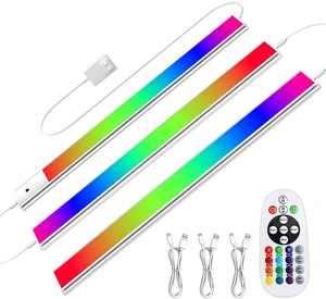 RGB Under Cabinet Lights Plug-in, 12 Inch, 3 Pack | Remote, Hardwired & Plug-in Under Cabinet lighting, Dimmable, LED Light Bar for Kitchen, Multi-Color for Desk, Closet RGB Under Cabinet Lights Plug-in, 12 Inch, 3 Pack | Remote, Hardwired & Plug-in Under Cabinet lighting, Dimmable, LED Light Bar for Kitchen, Multi-Color for Desk, Closet