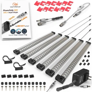 Under Cabinet Light Bar, Neat Plug-in 6-Pack 12 Inch, 6500K 2700Lm | 1 Ext Cables, Mess-Free Built-in Adj Cable, ETL Adapter, Dimmer, Under Cabinet Lighting for Kitchen Counter Closet Bookshelf Under Cabinet Light Bar, Neat Plug-in 6-Pack 12 Inch, 6500K 2700Lm | 1 Ext Cables, Mess-Free Built-in Adj Cable, ETL Adapter, Dimmer, Under Cabinet Lighting for Kitchen Counter Closet Bookshelf