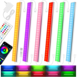 6 Pack RGB Under Cabinet Lights with App and Remote Control | Dimmable Plug-In LED Light Bars for Kitchen Cabinets, Counters, Workbenches and Desks 6 Pack RGB Under Cabinet Lights with App and Remote Control | Dimmable Plug-In LED Light Bars for Kitchen Cabinets, Counters, Workbenches and Desks