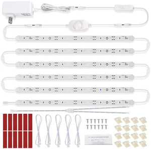 Under Cabinet LED Lighting Kit Plug in 13W Daylight White 5000K | 6 x 12 inches Slim 12VDC Light Strips with Adapter Switch Dimmer Jumper Cables for Cabinets Counter Shelf Bookcase Closets Under Cabinet LED Lighting Kit Plug in 13W Daylight White 5000K | 6 x 12 inches Slim 12VDC Light Strips with Adapter Switch Dimmer Jumper Cables for Cabinets Counter Shelf Bookcase Closets