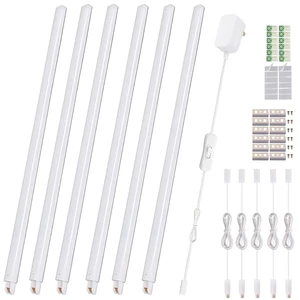 Under Cabinet Lighting, 6-Pack 12" Linkable LED Light Bars 3000K | Warm White 1200LM Plug-in CRI90+ Frosted Lens Pantry Bookshelf Workbench Under Cabinet Lighting, 6-Pack 12" Linkable LED Light Bars 3000K | Warm White 1200LM Plug-in CRI90+ Frosted Lens Pantry Bookshelf Workbench