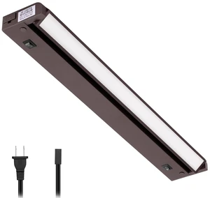 16-Inch Plug-in Swivel LED Under Cabinet Light, 2-CCT, Bronze | 2700K warm white/4000K bright white, dimmable. Model: IN-0109-4-BZ 16-Inch Plug-in Swivel LED Under Cabinet Light, 2-CCT, Bronze | 2700K warm white/4000K bright white, dimmable. Model: IN-0109-4-BZ